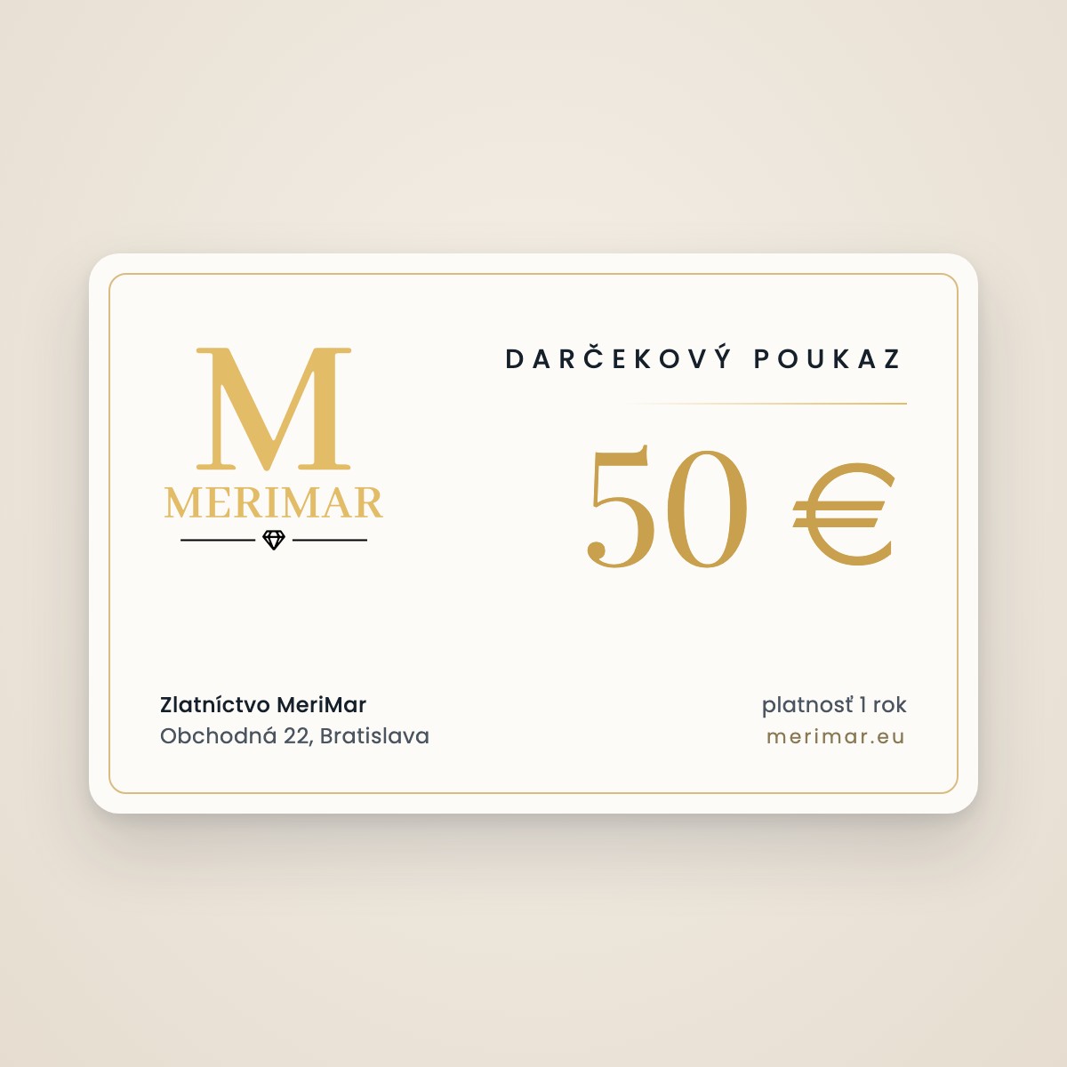Darčekový poukaz MeriMar 50 €